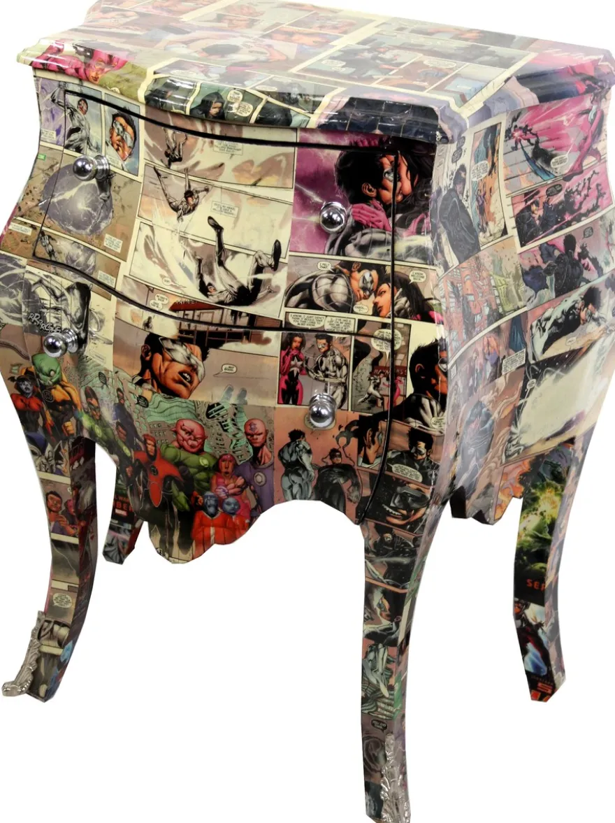 Casa Padrino Barock Kommode Comic Design 63 cm x H 75 cm - Handgefertigtes Unikat - Limited Edition