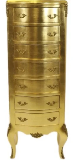 Casa Padrino Barock Kommode Gold mit 7 Schubladen 120 x 45 x 35 cm - Antik Stil