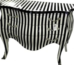 Casa Padrino Barock Kommode im extravaganten Schwarz/Weiß Streifen Design 120 cm - Luxuriöse Anrichte