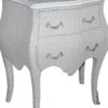 Casa Padrino Barock Kommode im Glitzerlook Weiß, Höhe 71 cm, Breite 60 cm, Tiefe 38 cm - Handgefertigter Nachttisch