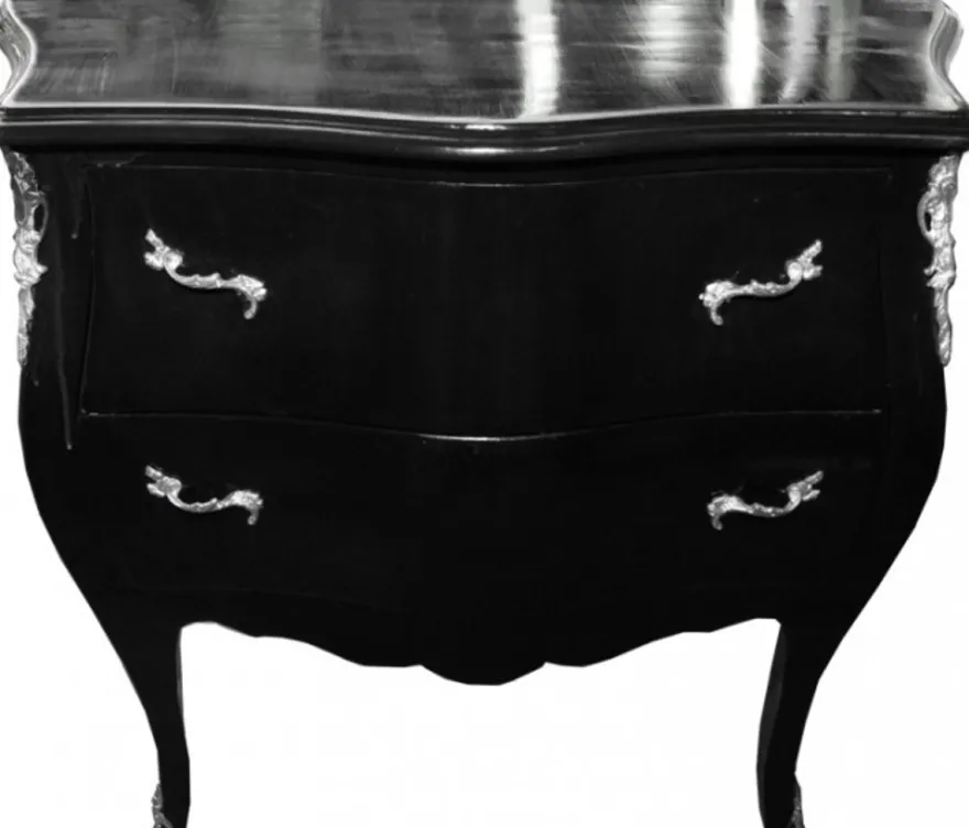 Casa Padrino Barock Kommode im Antik Stil in Schwarz, 103 x 52 x 89 cm