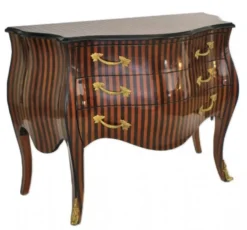 Casa Padrino Barock Kommode im Streifen Design Braun / Schwarz - Massivholz Kommode, Breite 120 cm