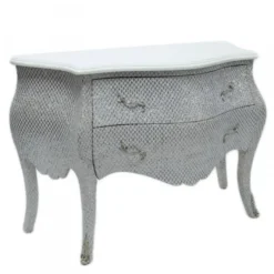 Casa Padrino Barock Kommode im prunkvollen Glitzerlook Weiß Breite 120 cm