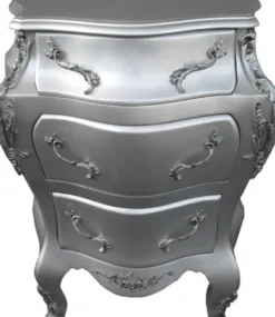 Casa Padrino Barock Kommode im Antik Stil Silber B 68 x T 40 x H 79,5 cm - Handgefertigte Luxus Möbel