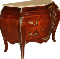 Casa Padrino Barock Kommode im Empire Stil Braun mit cremefarbener Marmorplatte 128 x 60 x 91 cm