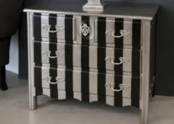 Casa Padrino Barock Kommode im Antik Stil - Silber und Schwarz gestreift - 94 x 52 x 76 cm