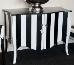 Casa Padrino Barock Kommode im Antik Stil, schwarz-weiß gestreift, Massivholz, 120 x 60 x 87 cm