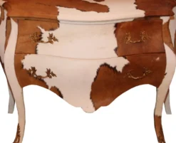 Casa Padrino Barock Kommode Kuhfell Braun/Weiß, Massivholz, 120 x 55 x 85 cm - Unikat