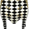 Casa Padrino Barock Kommode Karo Design Schwarz / Weiß / Gold - Handgefertigte Barockstil Nachtkommode mit 3 Schubladen - Barock Möbel - Schlafzimmer Möbel im Barockstil - Edel & Prunkvoll