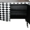 Casa Padrino Barock Kommode Karo Schwarz / Weiß 120 cm - Luxuriöser Schrank mit 2 Türen und Silber Applikationen