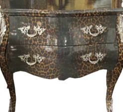 Casa Padrino Barock Kommode Leopard Grau 105 cm - Schrank Möbel