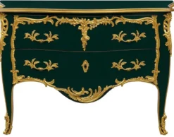 Casa Padrino Barock Kommode mit 2 Schubladen Antik Dunkelgrün / Gold - Handgefertigte Massivholz Kommode im Barockstil - Handgefertigte Barock Möbel - Edel & Prunkvoll