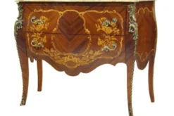 Casa Padrino Barock Kommode Mahagoni braun mit Marmorplatte und Messing Applikationen 131 cm - Luxus Hotel Kommode