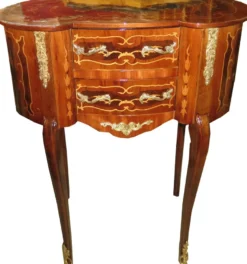 Casa Padrino Barock Kommode Mahagoni Intrasien Oval mit 2 Schubladen - Nachtschrank Antik Stil