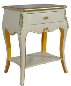 Casa Padrino Barock Kommode mit 1 Schublade Antik Weiß / Gold, B 50 cm x T 39 cm x H 70 cm - Nachttisch, Konsole, Nachtschrank