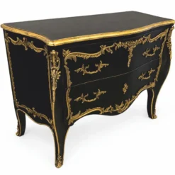 Casa Padrino Barock Kommode mit 2 Schubladen Schwarz / Gold 120 cm - Prunkvolle Barock Möbel - Barockstil Möbel