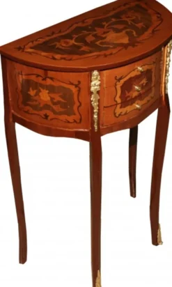 Casa Padrino Barock Kommode mit 3 Schubladen Braun Intarsien H 70 cm, B 45 cm - Antik Stil - Nachttisch Konsole