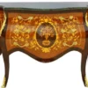 Casa Padrino Barock Kommode Mahagoni Braun mit Marmorplatte und goldenen Metallapplikationen 121 cm - Hotel Collection