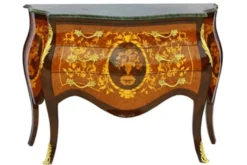 Casa Padrino Barock Kommode Mahagoni Braun mit Marmorplatte und goldenen Metallapplikationen 121 cm - Hotel Collection