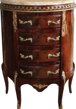 Casa Padrino Barock Kommode Mahagoni Braun Intarsien mit Marmorplatte B 68 cm, H 89 cm - Barock Kommode - Limited Edition