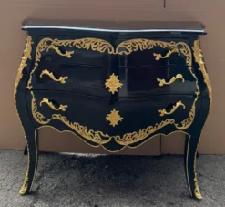 Casa Padrino Barock Kommode mit 3 Schubladen in Schwarz und Gold, 105 x 46 x 80 cm