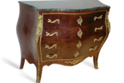 Casa Padrino Barock Kommode Mahagoni Braun mit Marmorplatte und goldenen Metallapplikationen 115 cm - Hotel Collection