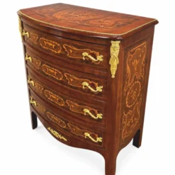 Casa Padrino Barock Kommode mit 4 Schubladen Braun Intarsien / Gold H. 90 cm - Prunkvolle Barock Möbel