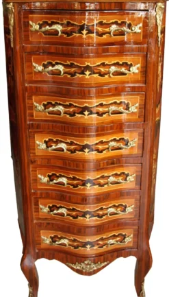 Casa Padrino Barock Kommode Mahagoni Intarsien mit 7 Schubladen 123 x 70 x 35 cm - Antik Stil
