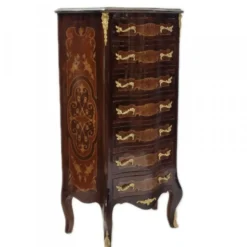 Casa Padrino Barock Kommode Mahagoni Massivholz mit 7 Schubladen, mahagonibraun, 70 x 30 x 125 cm