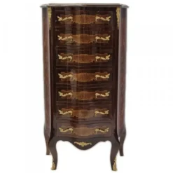 Casa Padrino Barock Kommode Mahagoni Massivholz mit 7 Schubladen, mahagonibraun, 70 x 30 x 125 cm