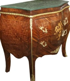 Casa Padrino Barock Kommode Mahagoni braun mit dunkelgrüner Marmorplatte - Luxus Kommode mit 2 Schubladen B 107 cm