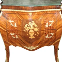 Casa Padrino Barock Kommode Mahagoni braun mit dunkelgrüner Marmorplatte - Luxus Kommode mit 2 Schubladen B 107 cm