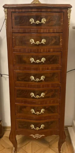 Casa Padrino Barock Kommode mit 7 Schubladen Braun / Gold - Handgefertigter Massivholz Schrank im Barockstil - Wohnzimmer Möbel im Barockstil - Barock Möbel - Barock Einrichtung