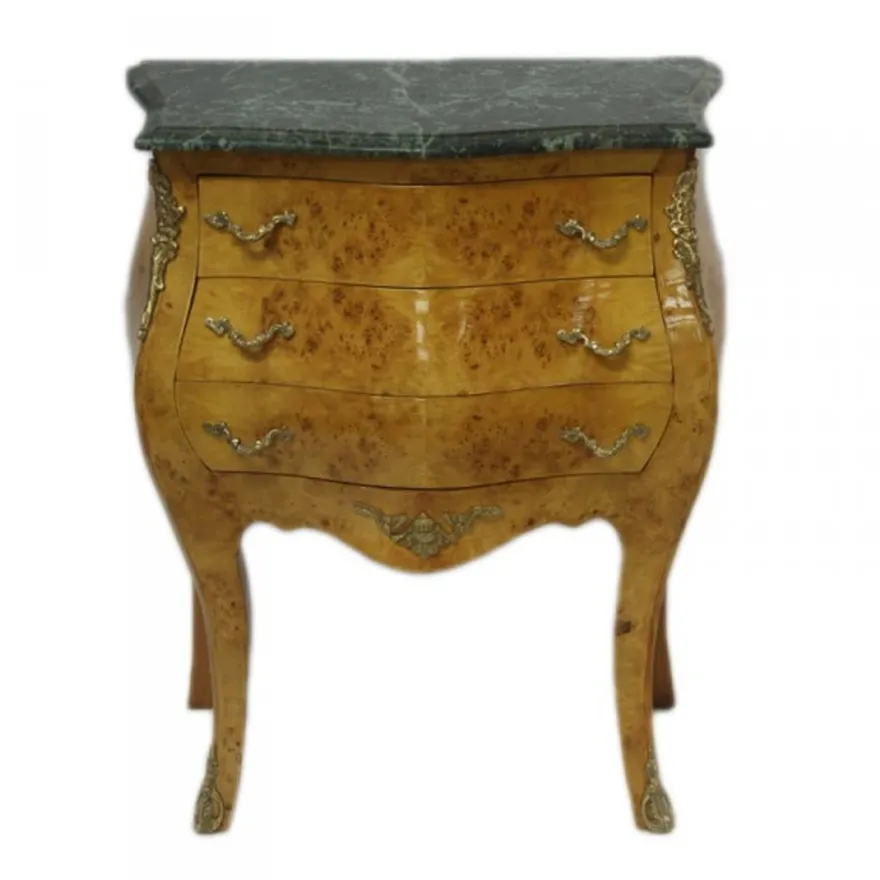 Casa Padrino Barock Kommode mit Marmorplatte aus Nussbaum, H 75 cm, B 60 cm - Nachttisch Konsole