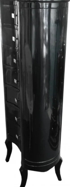 Casa Padrino Barock Kommode Oval Schwarz Hochglanz, 7 Schubladen, 126 x 56 x 34 cm