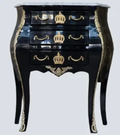Casa Padrino Barock Kommode Pompöös von Harald Glööckler mit 3 Schubladen und Marmorplatte in Schwarz / Gold / Weiß, 63 x 41 x 78 cm