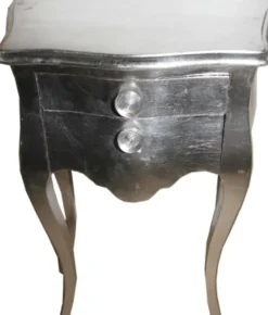 Casa Padrino Barock Kommode Silber 72 x 50 x 30 cm - Nachtschränkchen im Antik Stil