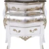 Casa Padrino Barock Kommode Silber mit Marmorplatte 65 x 40 x H 75 cm - Luxuriöser Nachttisch oder Konsole