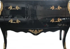 Casa Padrino Barock Kommode Schwarz 120 cm mit goldenen Metallapplikationen