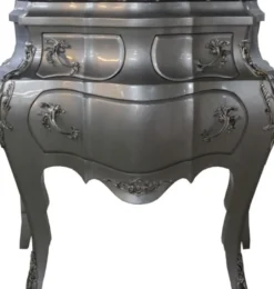 Casa Padrino Barock Kommode Silber mit Marmorplatte - Luxuriöse Kommode in Silber, B 95 cm x H 89 cm