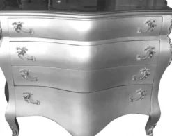 Casa Padrino Barock Kommode Silber 120 x 56 x 92 cm - Handgefertigte Luxus Kommode im Antik Stil