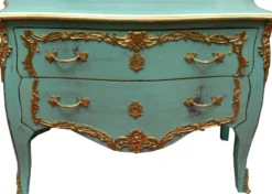 Casa Padrino Barock Kommode Türkis / Gold Antik Stil 130 cm - Handgefertigt aus Massivholz - Limited Edition