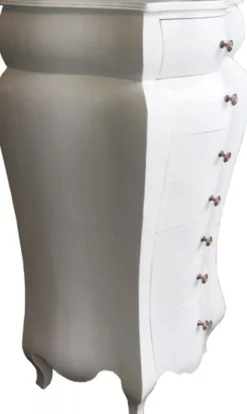 Casa Padrino Barock Kommode Weiss 131 x 68 x 46 cm - Antik Stil Kommode aus Massivholz