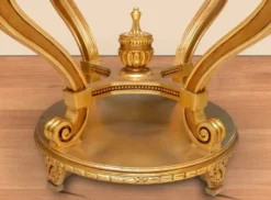 Casa Padrino Barock Konferenztisch Gold - Runder Massivholz Büro Tisch mit Glasplatte - Barock Büro Möbel - Edel & Prunkvoll