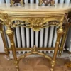 Casa Padrino Barock Konsole Gold / Creme - Handgefertigter Massivholz Konsolentisch mit Marmorplatte - Antik Stil Konsole - Antik Stil Möbel - Barock Möbel - Edel & Prunkvoll