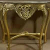 Casa Padrino Barock Konsole Gold / Grau - Handgefertigter Massivholz Konsolentisch mit Marmorplatte - Antik Stil Konsole - Antik Stil Möbel - Barock Möbel - Barock Einrichtung