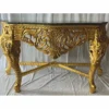 Casa Padrino Barock Konsole mit Marmorplatte Gold / Grün - Prunkvolle Barockstil Möbel