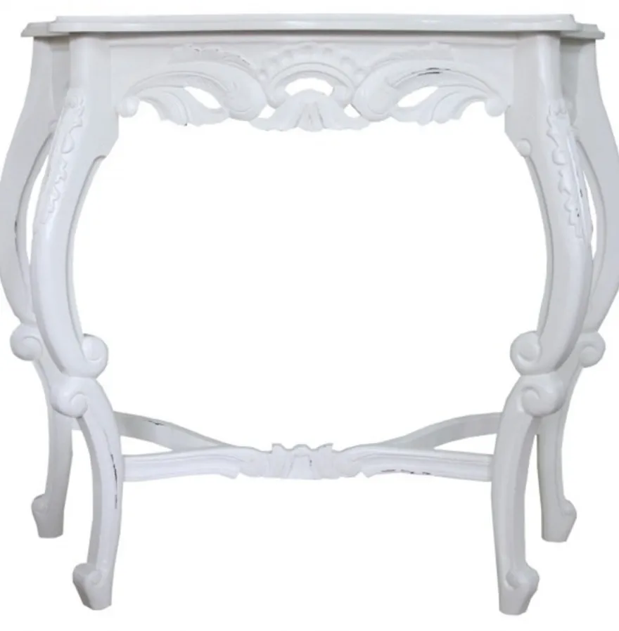 Casa Padrino Barock Konsolentisch im Antik Stil Weiß - Shabby Chic - Medium Size - 82 x 36 x 75 cm