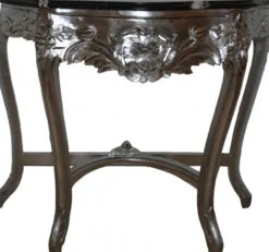 Casa Padrino Barock Konsolentisch mit Marmorplatte in Silber und Schwarz - 95 x 37 x 84 cm