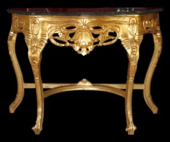 Casa Padrino Barock Konsolentisch Gold / Schwarz mit Marmorplatte Mod2 - Edle Konsole für exklusive Wohnbereiche 118 x 37 x 88 cm